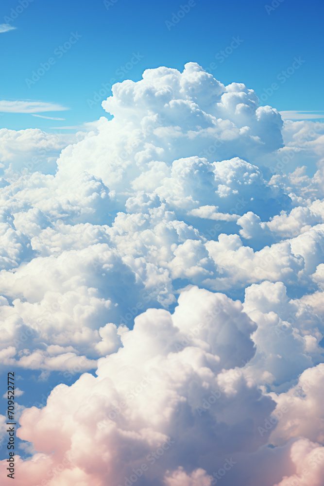Poster An image capturing the random, yet aesthetically pleasing arrangement of clouds in the sky.