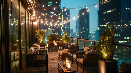 Urban Rooftop Party Elegance, generative ai