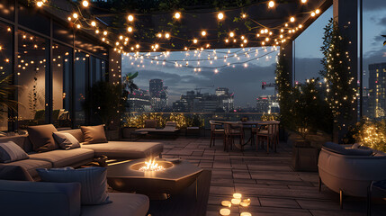 Urban Rooftop Party Elegance, generative ai