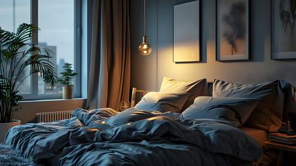 Tranquil Bedroom Oasis, Cozy and Simple Design, generative ai