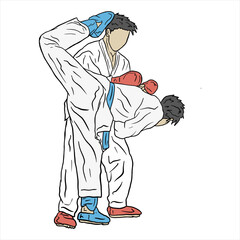 karate illustrtion sparring vector kumite