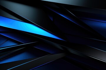 Abstract black and blue background with 3D lines. Created with Ai