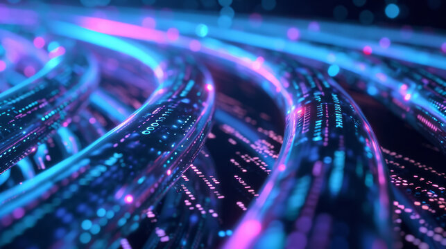 Glowing data cables transferring information background
