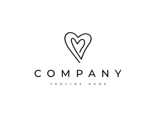 Obraz premium abstract love hand drawn line logo design