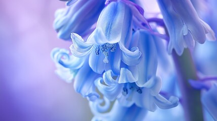  a close - up of a blue flower with a blurry back ground and a blurry back ground in the background.