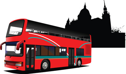 Fototapeta na wymiar London double Decker sightseeing red bus. Vector illustration