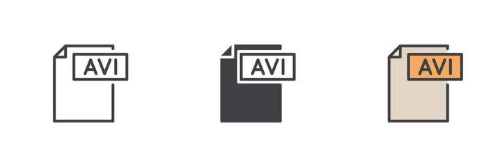 AVI file different style icon set