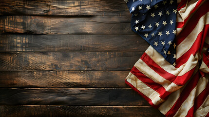american flag on wooden background,  independence day celebration 