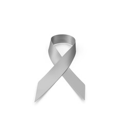 A realistic 3D ribbon PNG in white to raise awareness about cancer and promote its prevention, detection and treatment, an iconic ribbon of World Cancer Day and a symbol of breast cancer awareness