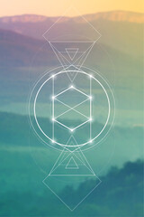 Scientific background. Cyber space, machine learning, artificial intelligence, neural network concepts with triangles and particles. Math in nature.