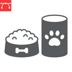 Pet food glyph icon, grocery store and animal, canned product and dog bowl vector icon, vector graphics, editable stroke solid sign, eps 10.