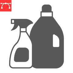 Cleaning products glyph icon, grocery store and household chemical, washing gel vector icon, vector graphics, editable stroke solid sign, eps 10.