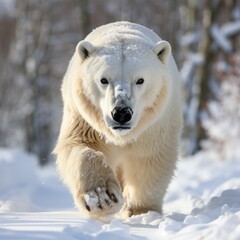 Photo of a fierce and majestic polar bear. Genearative AI