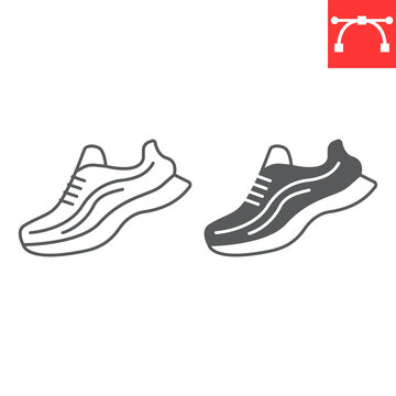 Running shoes line and glyph icon, fitness and footwear, sneaker vector icon, vector graphics, editable stroke outline sign, eps 10.
