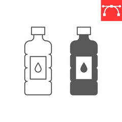 Water bottle line and glyph icon, fitness and drink, mineral water vector icon, vector graphics, editable stroke outline sign, eps 10.