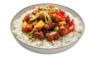 Chicken with Rice On Transparent Background.
