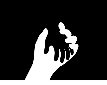 Close up of holding hands child silhouette vector.