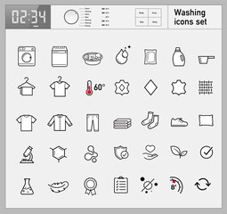 Set of icons for washing. Vector illustration on white background. Can be use for your design, packaging, presentation. EPS10.