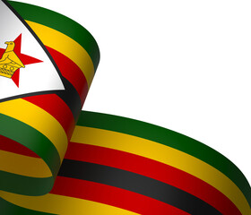 Zimbabwe flag element design national independence day banner ribbon png
