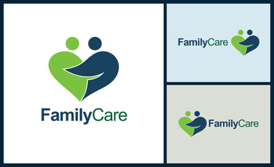 family care couple love heart logo design template for brand or company and other