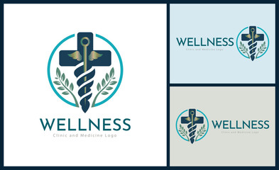 Medicine wellness cross pharmacy hospital clinic logo template design