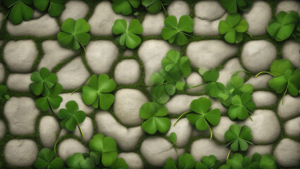 Stone path background and four leaf clover