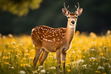 Naklejka na ściany i meble Graceful Deer in Meadow