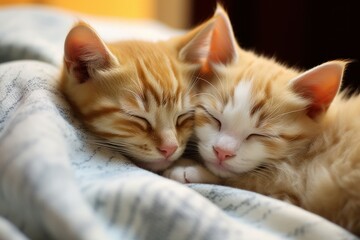 Fototapeta premium Cuddly Kittens Nap Together