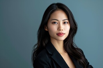 Obraz premium Portrait of beautiful asian business women, in solid color studio background
