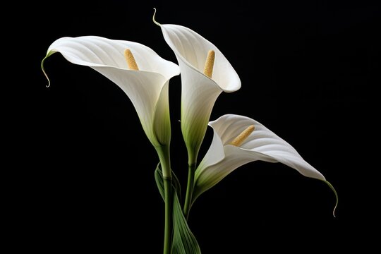 White calla lily on dark background condolence card for funeral