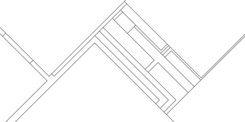 White geometric tech and business background with geometric lines, Paper geometric composition with abstract lines, Mock-ups paper isolated on white background, Industrial construction design.