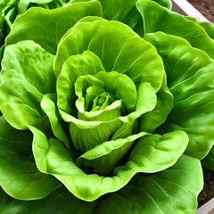 Obraz premium cabbage in the garden Organic fresh green vegetables Kopfsalat