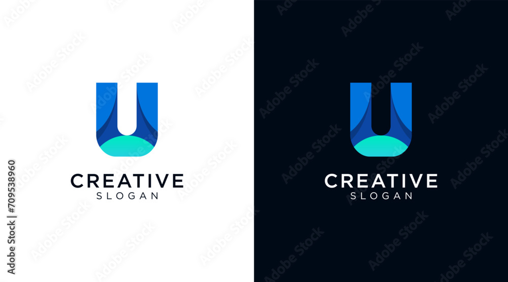 Wall mural Letter U logo design for various types of businesses and company. colorful, modern, geometric letter U logo - Wall murals