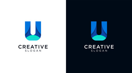 Letter U logo design for various types of businesses and company. colorful, modern, geometric letter U logo
