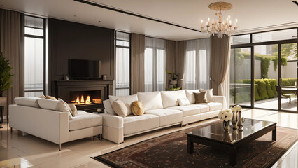 living room with fireplace