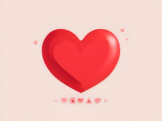 Red heart valentine on pink background,ai generative