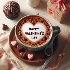 Happy Valentine's Day Chocolate Latte.
Generative AI