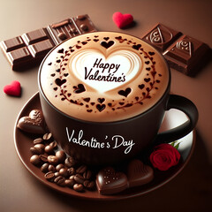 Happy Valentine's Day Chocolate Latte.
Generative AI