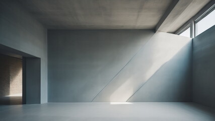  Interior background of empty room with stucco wall, plant and closed door 