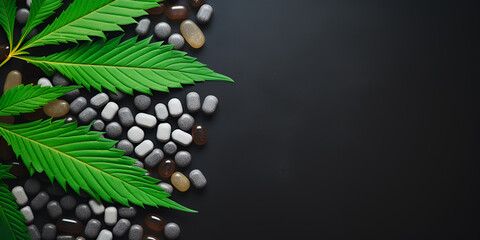 Cannabis on a black background, Stylish Cannabis Display on Black