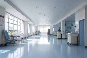Naklejka na ściany i meble Clean hospital interior background Generative AI