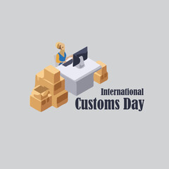 International Customs Day Celebration banner, poster, sign, symbol, icon with vector illustration.