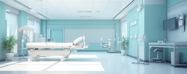 Fototapeta na wymiar Clean hospital interior background Generative AI