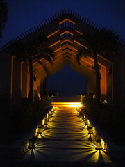 the romantic illumination of resort hotel in kohama island