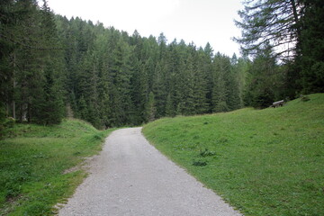 Fototapeta na wymiar path to the peak in Alta Badia