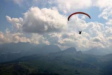 Paragliding on alps in Alta Badia