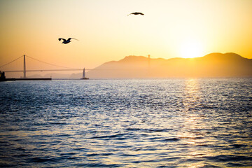 Golden Gate Bridge at Sunset from Pier 39, San Francisco