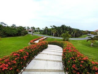 the beautiful garden of resot hotel in Okinawa Japan
