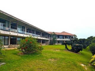 Fototapeta na wymiar the beautiful garden of resot hotel in Okinawa Japan