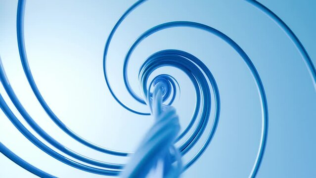 abstract animated blue spiral vortex, 4k loop motion graphic backdrop, aizawa attractor animation